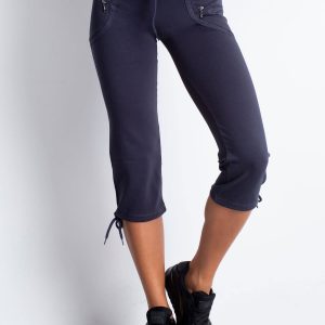 Wholesale Graphite capri sweatpants with zipper pockets