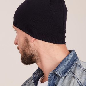 Wholesale Navy blue men's hat with ribbing