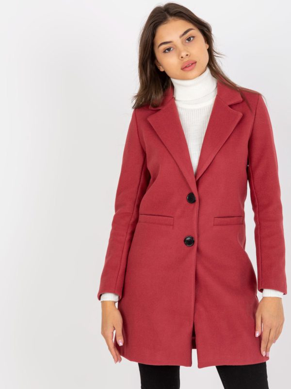 Wholesale Dark pink classic coat with Dalida pockets