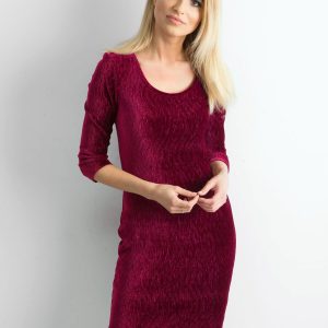 Wholesale Burgundy fitted velour dress