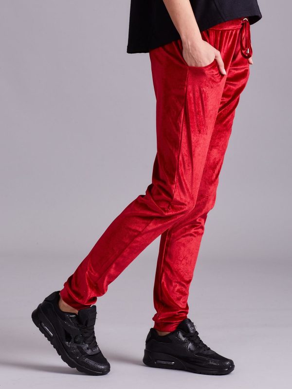 Wholesale Velour sweatpants red