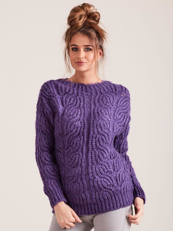 Wholesale Purple Wide Weave Sweater