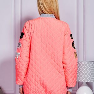 Wholesale Quilted bomber jacket with fluoride pink