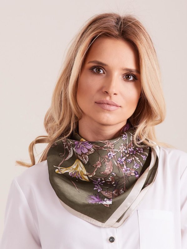 Wholesale Khaki floral scarf