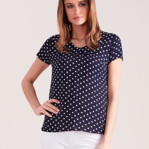 Wholesale Navy blue blouse with a collar