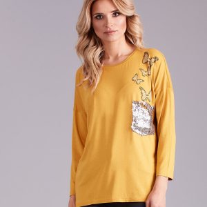 Wholesale Yellow blouse for women with embellishment