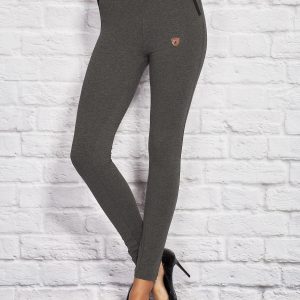 Wholesale Women's melange leggings with sliders dark grey