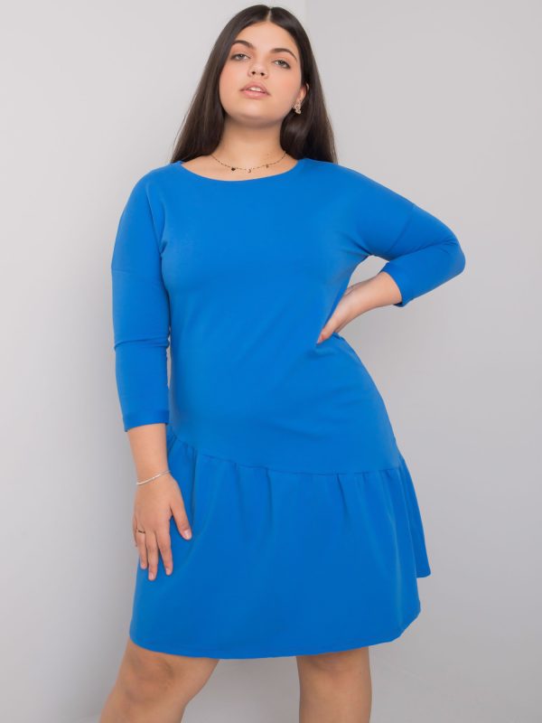 Wholesale Dark Blue Plus Size Dress with Ruffle Linda