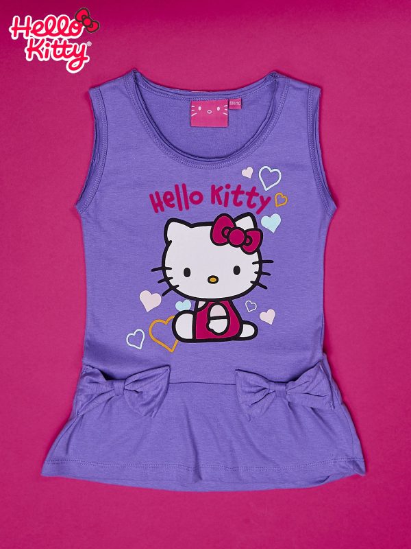 Wholesale Purple dress for girl HELLO KITTY