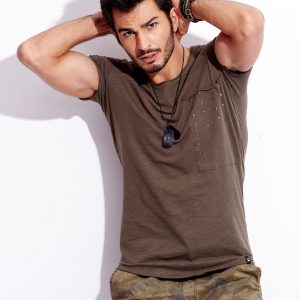 Wholesale Khaki t-shirt for men with studs