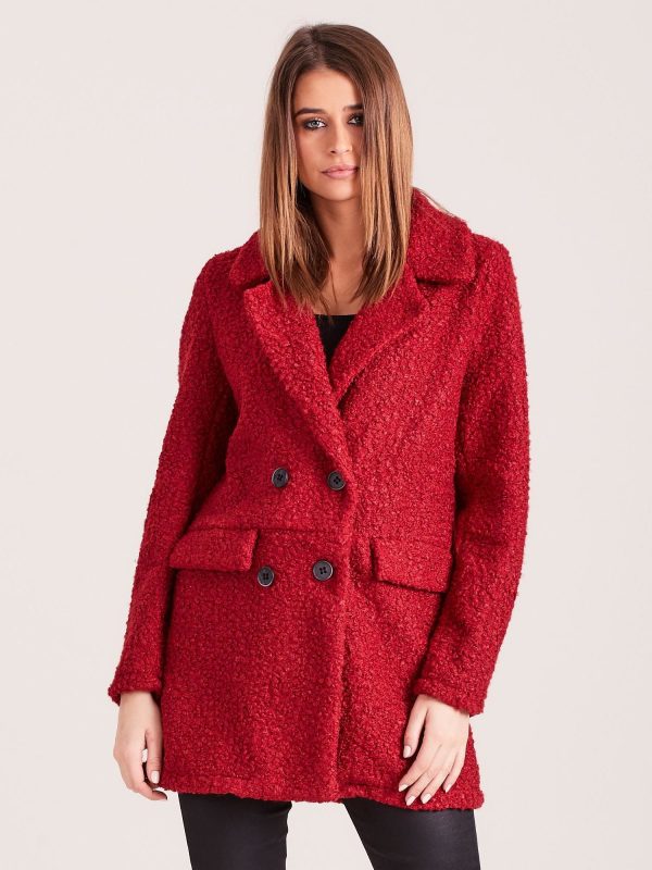 Wholesale Burgundy double-breasted coat