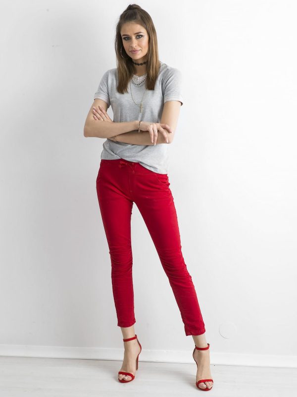 Wholesale Red trousers with stripes