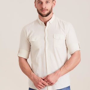 Wholesale Men's Beige Cotton Shirt