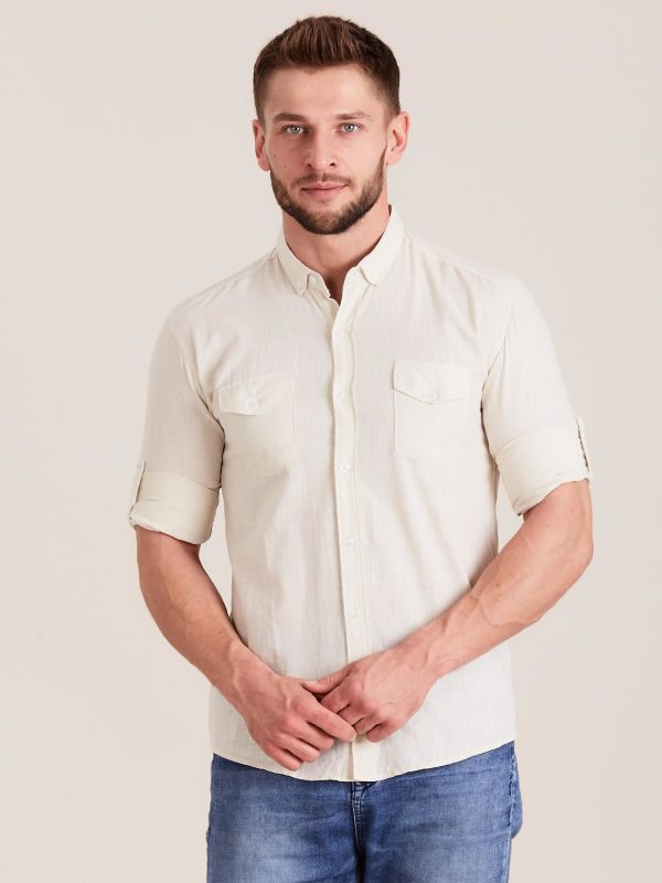 Wholesale Men's Beige Cotton Shirt