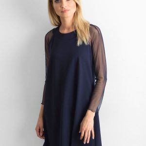 Wholesale Navy blue dress with tie on the back