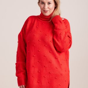 Wholesale Red Plus Size Turtleneck Sweater