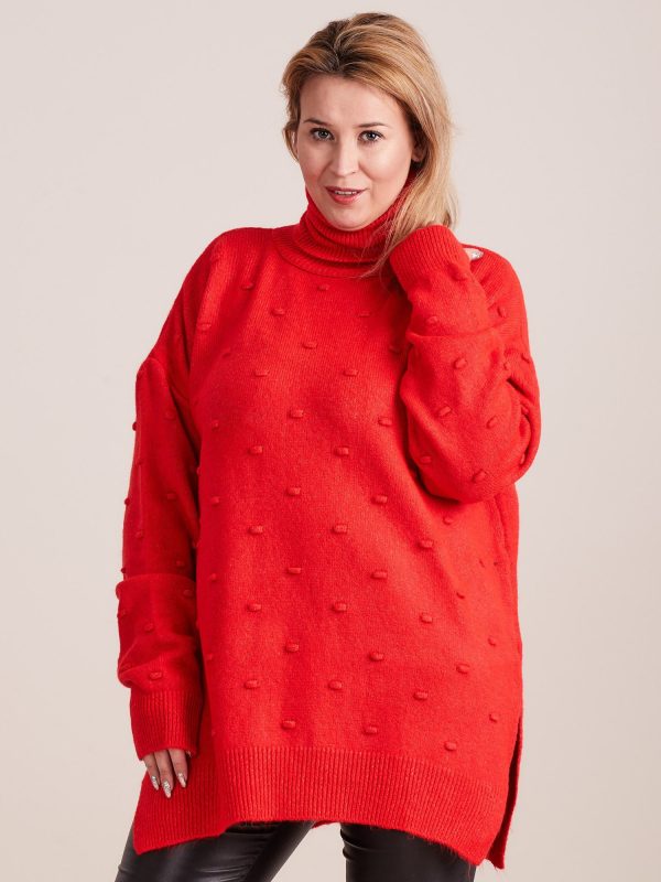 Wholesale Red Plus Size Turtleneck Sweater