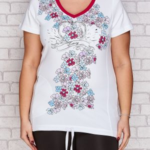 Wholesale White T-shirt with floral print