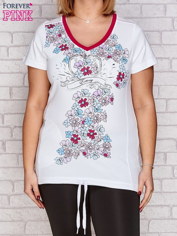 Wholesale White T-shirt with floral print