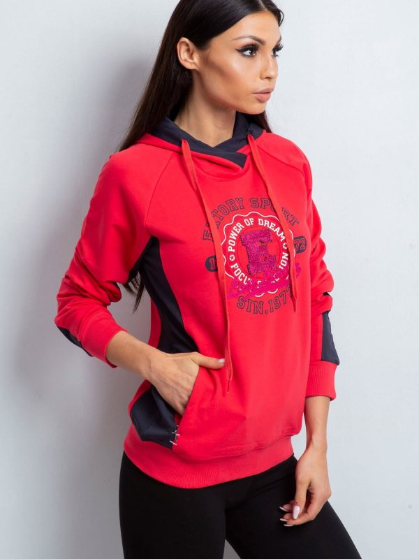 Wholesale Coral sweatshirt with inscription and hoodie