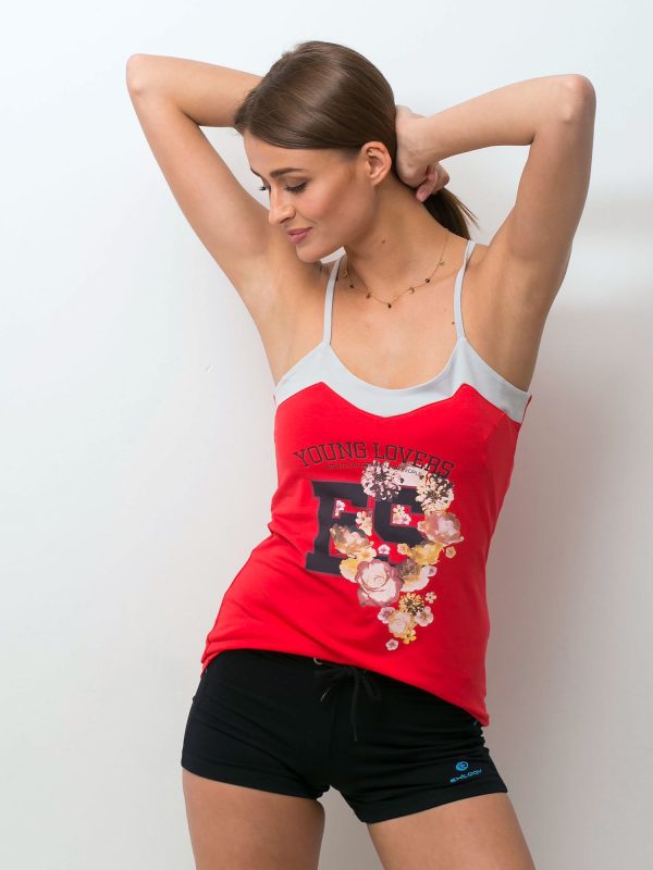 Wholesale CORAL TOP WITH INSCRIPTION YOUNG LOVERS