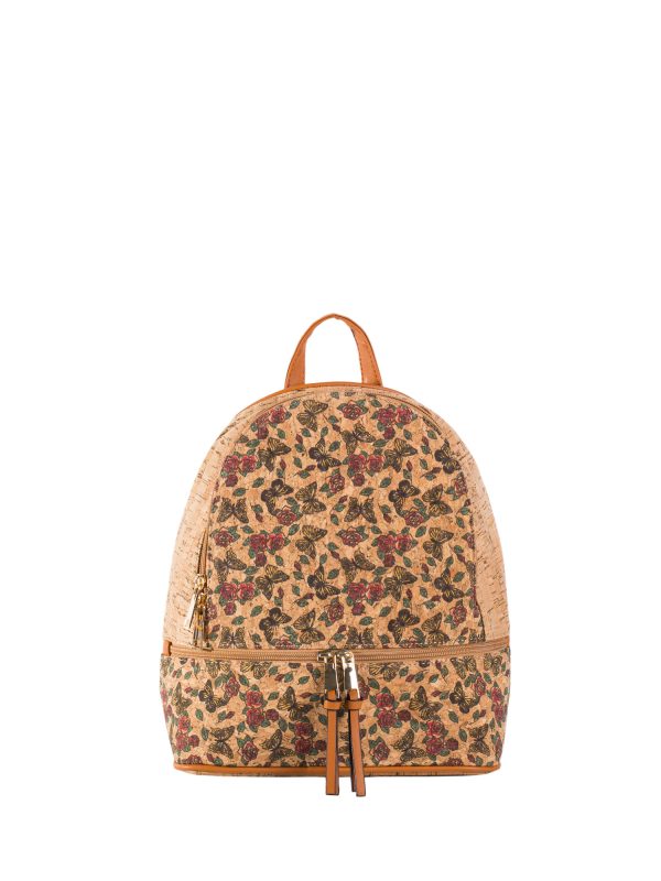 Wholesale Brown patterned backpack with front pocket