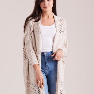 Wholesale Beige long openwork sweater