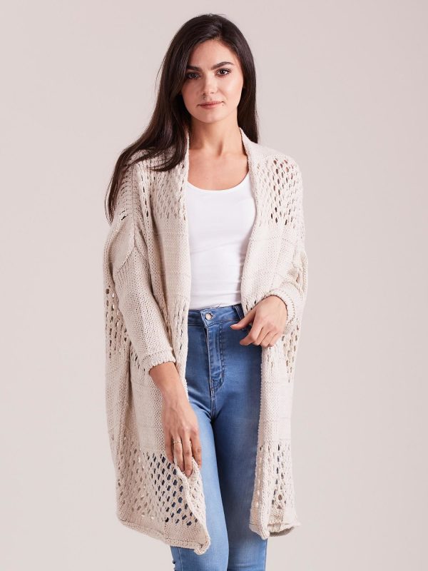 Wholesale Beige long openwork sweater