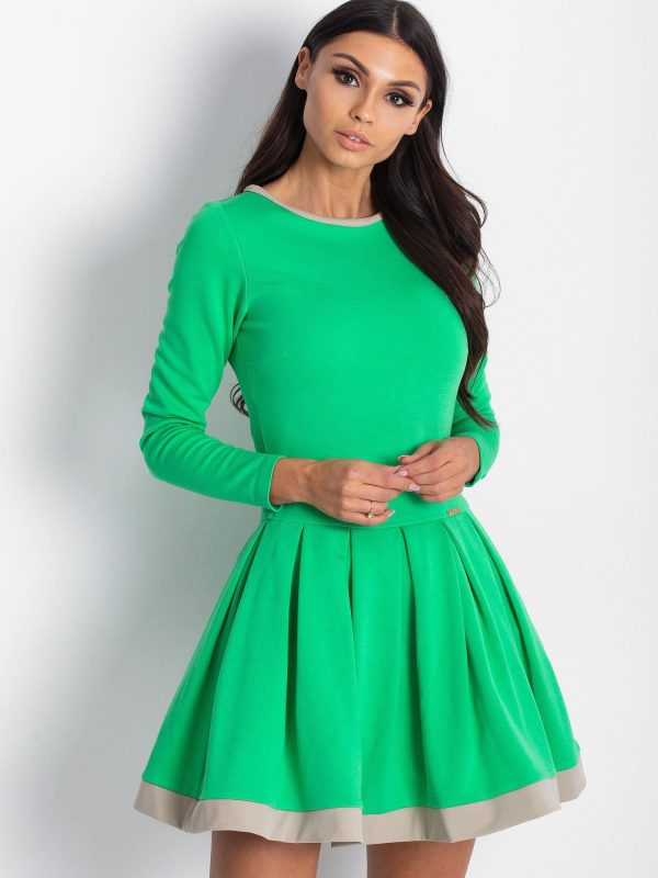 Wholesale Women's green flared dress