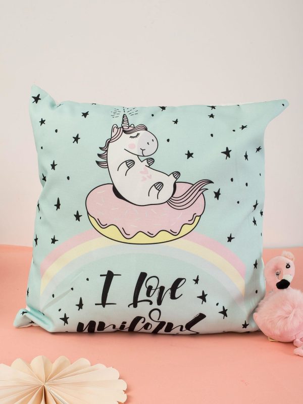 Wholesale Mint decorative pillow with UNICORN print