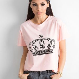 Wholesale Light pink t-shirt with print and applique