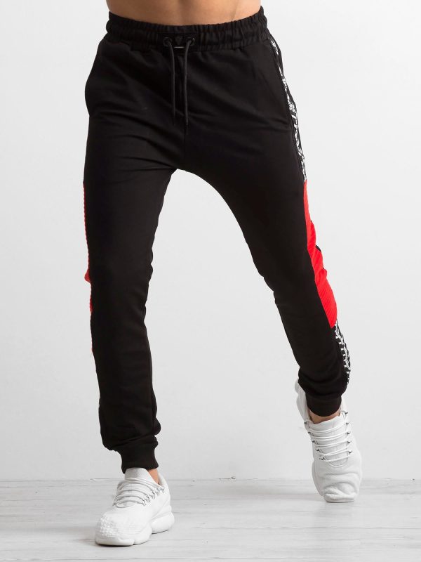 Wholesale Black men's sweatpants with stripes