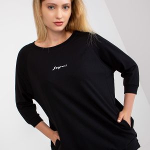 Wholesale Black Plus Size Cotton Blouse with Pockets