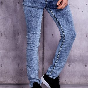 Wholesale Navy Blue Decatized Men's Denim Pants