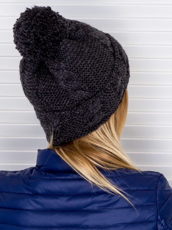 Wholesale Insulated winter hat with tassel dark gray