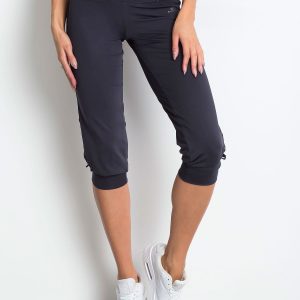 Wholesale Graphite capri pants with trotchets at the legs