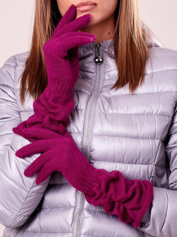Wholesale Fuchsia Long Gloves with Crinkled Rib