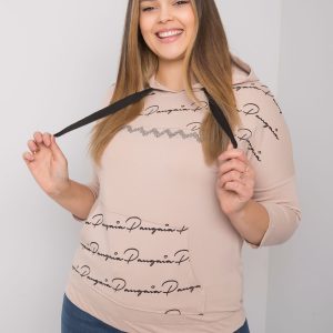 Wholesale Light beige plus size sweatshirt with Madison inscriptions