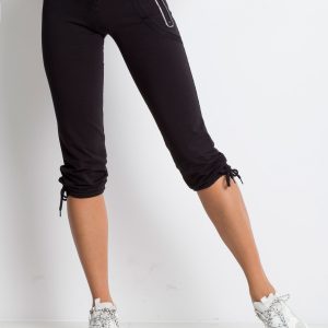 Wholesale Black capri sweatpants with side pocket