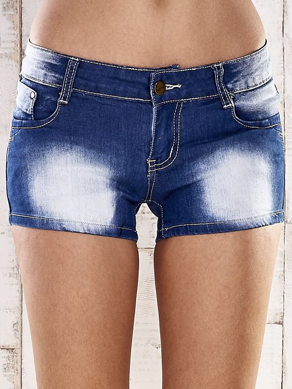 Wholesale Blue denim shorts with bows on pockets