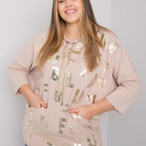 Wholesale Beige plus size blouse with Keziah print