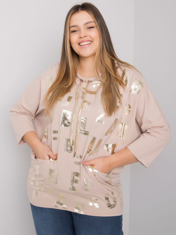 Wholesale Beige plus size blouse with Keziah print