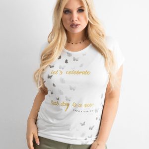 Wholesale Ecru t-shirt for women with print plus size