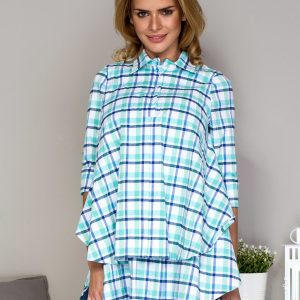 Wholesale Green tunic with a colorful check with oversize cut