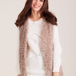 Wholesale Beige fluffy vest