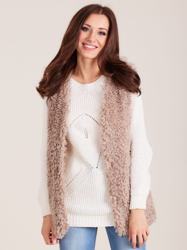 Wholesale Beige fluffy vest