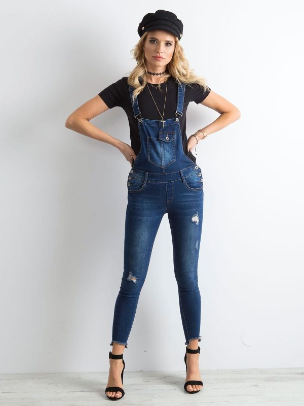 Wholesale Blue denim dungarees for women