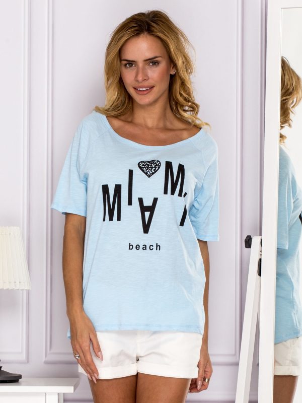 Wholesale Light blue t-shirt MIAMI BEACH