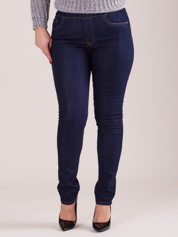 Wholesale Dark Blue Plus Size Straight Leg Pants