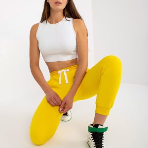 Wholesale Yellow smooth jogger sweatpants with pockets